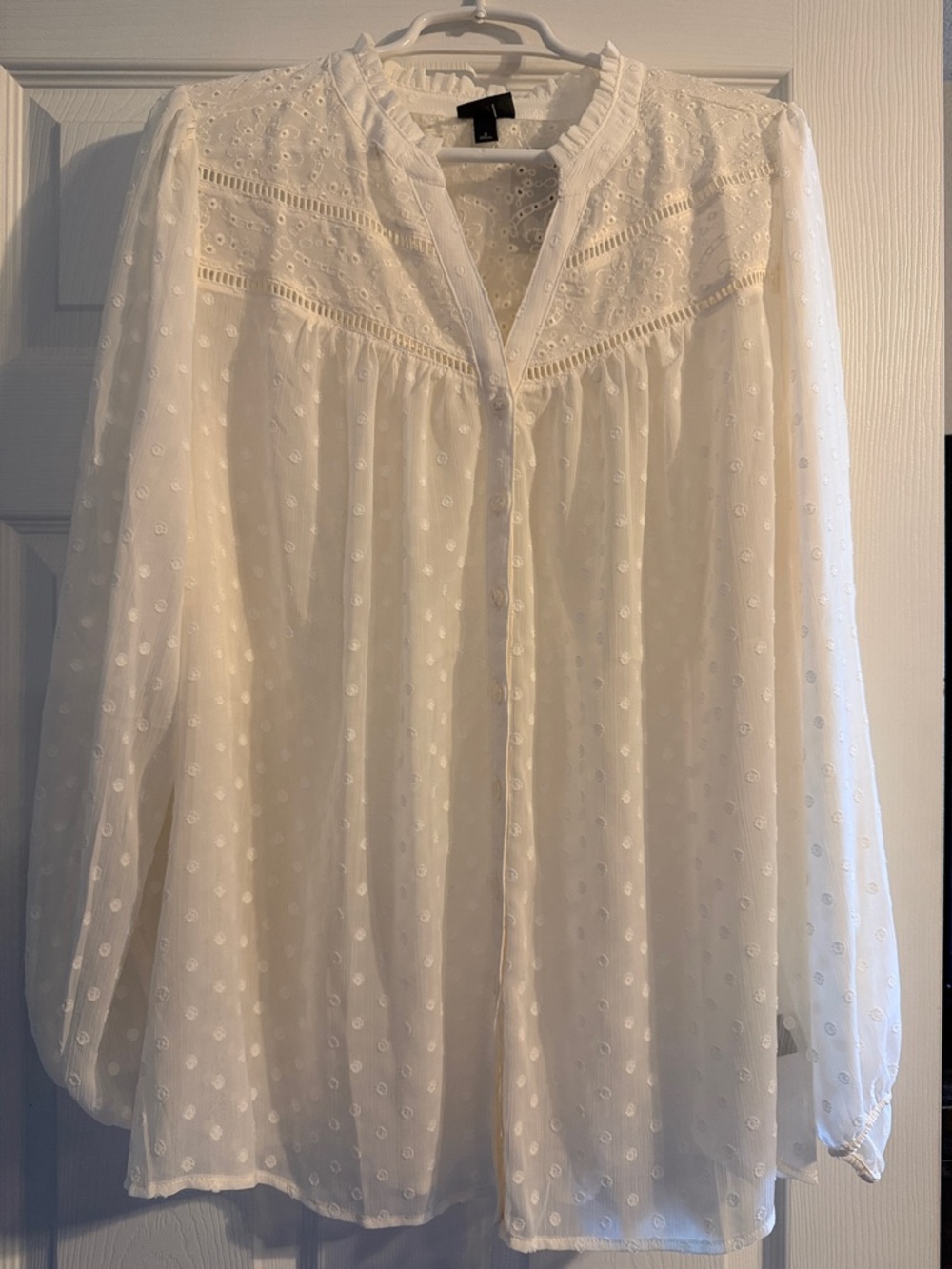 torrid White Eyelet Pintuck Peasant Blouse